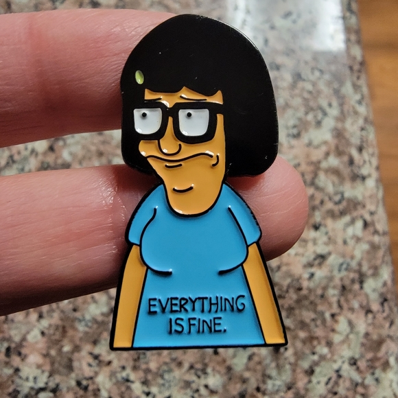 *2 for $13* Tina Belcher "Everything is Ok" Face Bob's Burgers Enamel Pin - Picture 1 of 4